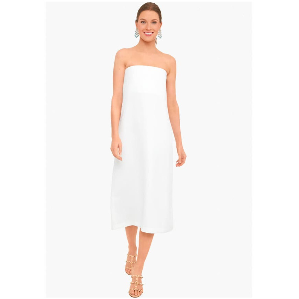 Tuckernuck Strapless Crepe Marin Dress Midi White Size XL